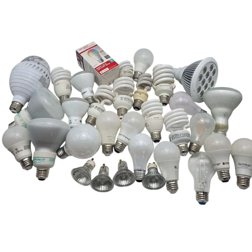 Mixed Light Bulb Lot LED CFL Halogen Sengled Smart Bulb Disco EcoSmart 30pc O7